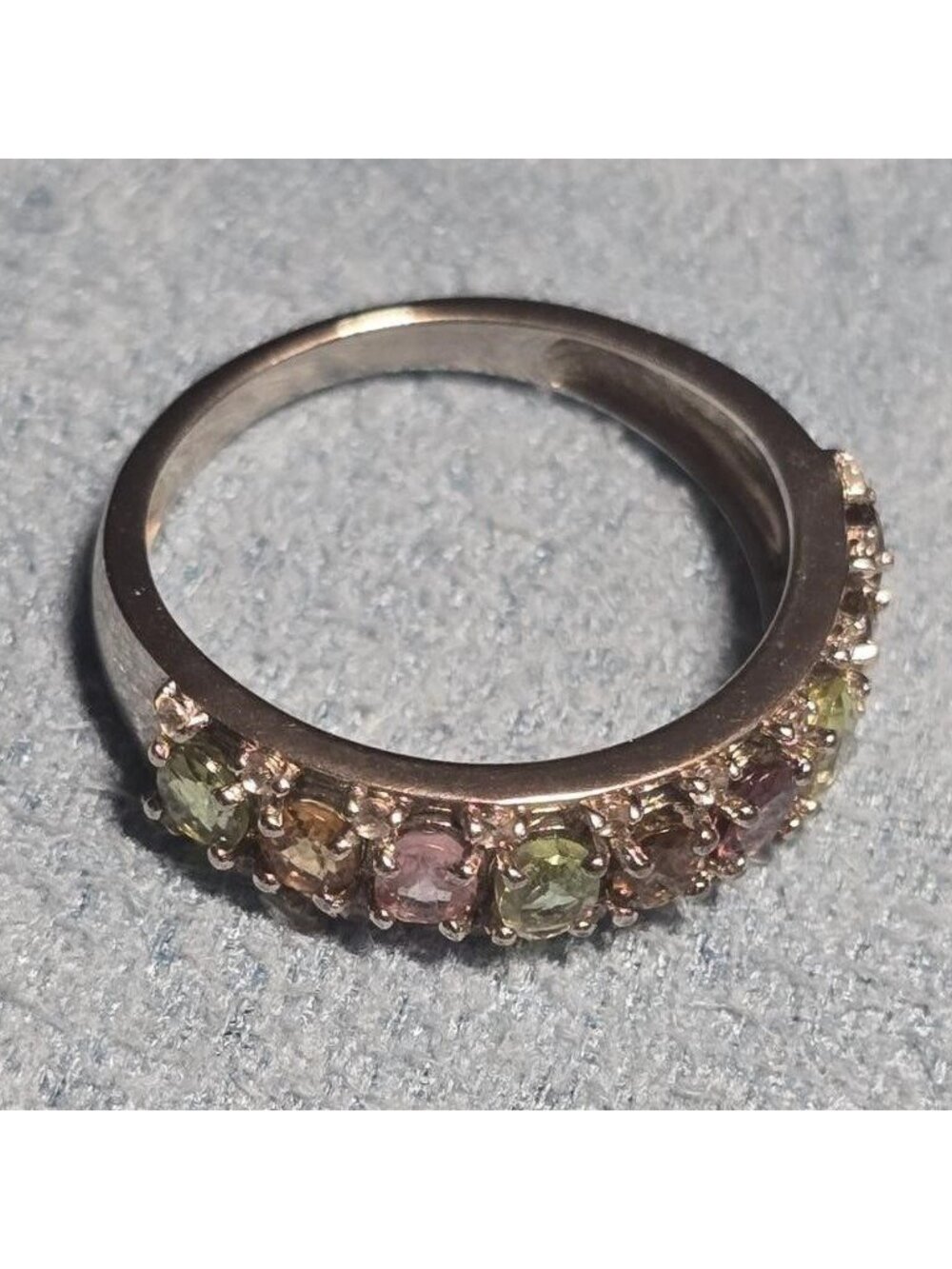 DK Sterling Silver Multi Color Tourmaline Band Ring Size 7 - Picture 2 of 7